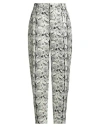 Alberta Ferretti Woman Pants Ivory Size 10 Calfskin In Gray