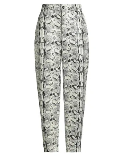 Alberta Ferretti Woman Pants Ivory Size 10 Calfskin In Gray