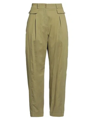 Alberta Ferretti Woman Pants Military Green Size 10 Cotton, Elastane