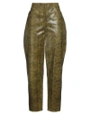Alberta Ferretti Woman Pants Military Green Size 4 Calfskin