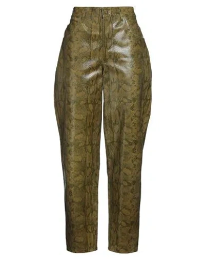 Alberta Ferretti Woman Pants Military Green Size 4 Calfskin