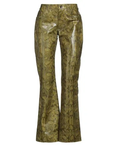 Alberta Ferretti Woman Pants Military Green Size 4 Leather