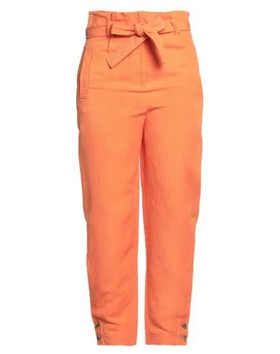 Alberta Ferretti Woman Pants Orange Size 6 Linen, Silk