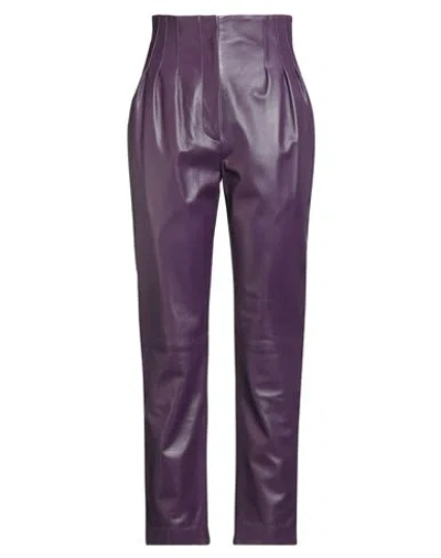 Alberta Ferretti Woman Pants Purple Size 6 Leather