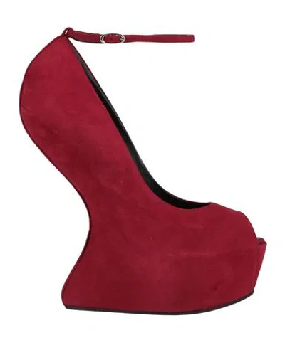 Alberta Ferretti Woman Pumps Red Size 8 Leather In Pink