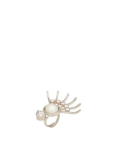 Alberta Ferretti Woman Ring Off White Size Onesize Metal In Metallic