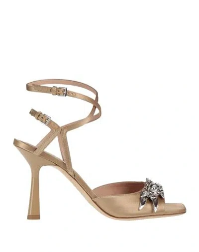 Alberta Ferretti Woman Sandals Beige Size 11 Textile Fibers In Brown