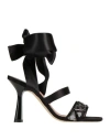 Alberta Ferretti Woman Sandals Black Size 9 Textile Fibers In Black