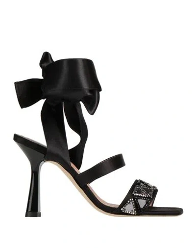 Alberta Ferretti Woman Sandals Black Size 9 Textile Fibers