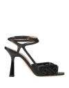 Alberta Ferretti Woman Sandals Black Size 8 Leather, Textile Fibers