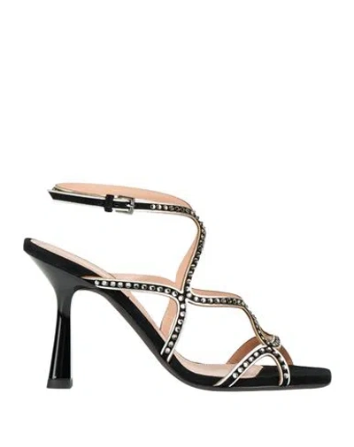 Alberta Ferretti Woman Sandals Black Size 8.5 Leather