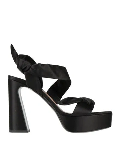 Alberta Ferretti Woman Sandals Black Size 8.5 Textile Fibers