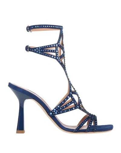 Alberta Ferretti 100mm Embellished Square-toe Sandals In Blue