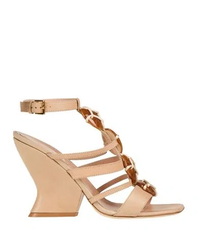 Alberta Ferretti Woman Sandals Blush Size 8 Leather In Pink