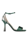 Alberta Ferretti Woman Sandals Dark Green Size 8 Textile Fibers