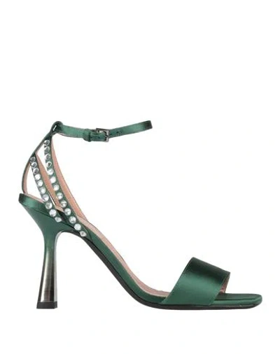 Alberta Ferretti Woman Sandals Dark Green Size 8 Textile Fibers