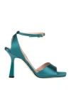 Alberta Ferretti Woman Sandals Deep Teal Size 8 Textile Fibers In Blue