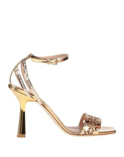 Alberta Ferretti Woman Sandals Gold Size 8.5 Leather