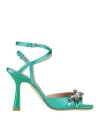 Alberta Ferretti Woman Sandals Green Size 8 Textile Fibers