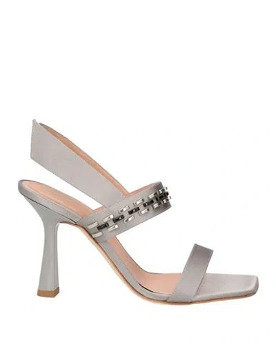 Alberta Ferretti Woman Sandals Grey Size 7.5 Textile Fibers