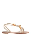 Alberta Ferretti Woman Sandals Off White Size 8 Leather, Textile Fibers