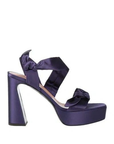 Alberta Ferretti Woman Sandals Purple Size 8.5 Textile Fibers In Blue