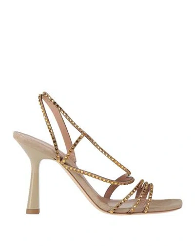 Alberta Ferretti Woman Sandals Sand Size 8.5 Leather In Gold