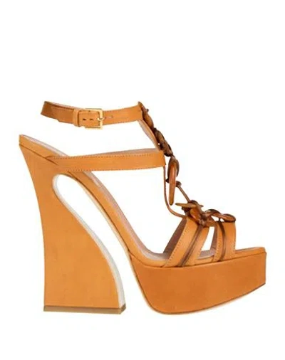 Alberta Ferretti Woman Sandals Tan Size 8 Leather In Brown