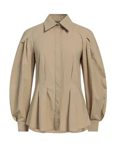 Alberta Ferretti Woman Shirt Beige Size 8 Cotton, Elastane
