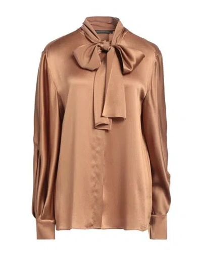 Alberta Ferretti Woman Shirt Camel Size 8 Acetate, Silk