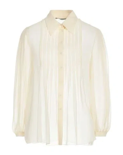 Alberta Ferretti Woman Shirt Cream Size 8 Silk In White