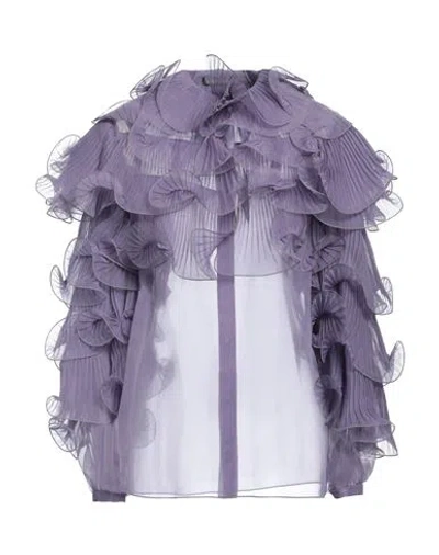 Alberta Ferretti Woman Shirt Dark Purple Size 8 Silk