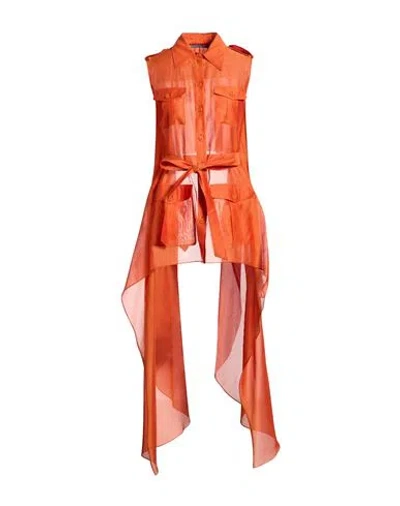 Alberta Ferretti Woman Shirt Rust Size 2 Cotton, Silk In Orange