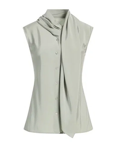 Alberta Ferretti Woman Shirt Sage Green Size 4 Silk, Elastane