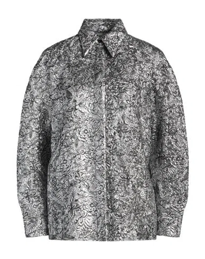 Alberta Ferretti Woman Shirt Silver Size 6 Polyester, Polyamide, Metallic Fiber, Silk