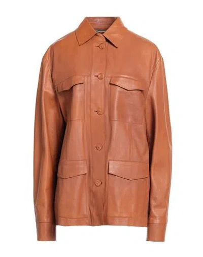 Alberta Ferretti Woman Shirt Tan Size 6 Lambskin In Brown