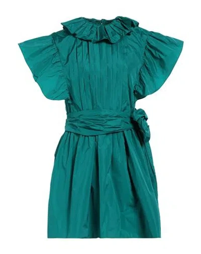 Alberta Ferretti Woman Short Dress Emerald Green Size 8 Polyester, Silk