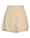 Alberta Ferretti Woman Shorts & Bermuda Shorts Sand Size 4 Linen, Viscose, Elastane In Beige