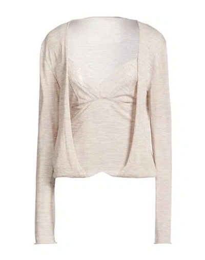 Alberta Ferretti Woman Sweater Beige Size 4 Virgin Wool, Cotton, Polyamide In Neutral