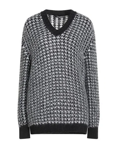 Alberta Ferretti Woman Sweater Black Size 10 Mohair Wool, Polyamide, Virgin Wool, Cotton