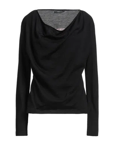 Alberta Ferretti Woman Sweater Black Size 10 Virgin Wool, Silk