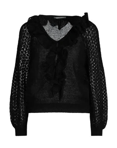 Alberta Ferretti Woman Sweater Black Size 8 Mohair Wool, Polyamide, Virgin Wool, Elastane In Black