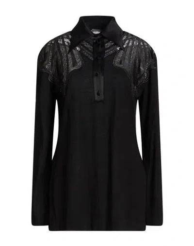 Alberta Ferretti Woman Sweater Black Size 8 Virgin Wool, Acetate, Silk