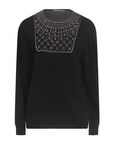 Alberta Ferretti Woman Sweater Black Size 8 Virgin Wool, Cashmere