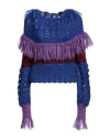 Alberta Ferretti Woman Sweater Blue Size 10 Mohair Wool, Polyamide, Virgin Wool