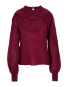Alberta Ferretti Woman Sweater Burgundy Size 10 Mohair Wool, Polyamide, Virgin Wool, Elastane