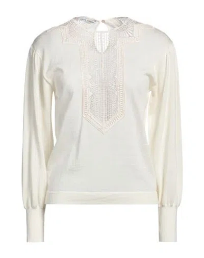 Alberta Ferretti Woman Sweater Cream Size 6 Virgin Wool, Polyester In White