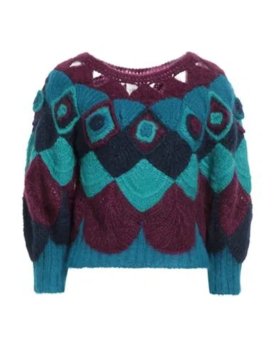 Alberta Ferretti Woman Sweater Deep Purple Size 6 Mohair Wool, Polyamide, Virgin Wool In Green