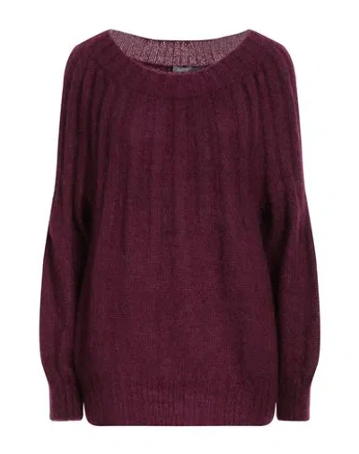Alberta Ferretti Woman Sweater Deep Purple Size 8 Mohair Wool, Polyamide, Virgin Wool In Red