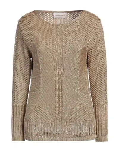 Alberta Ferretti Woman Sweater Gold Size 10 Cotton, Polyester, Metallic Fiber, Viscose